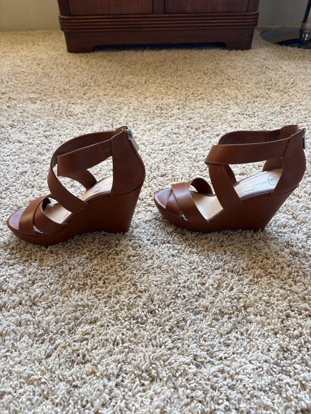 Jessica Simpson Jadyn Platform Sandals - Sz. 7.5 Lt Luggage Zip - Picture 3 of 11